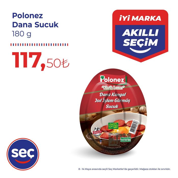Seç Market kataloğu, Ünye | Polonez Dana Sucuk | 12.05.2024 - 26.05.2024