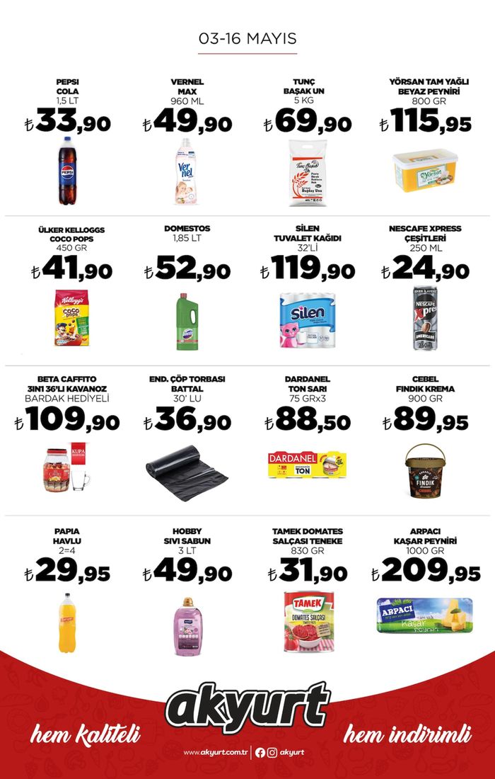 Akyurt Süpermarket kataloğu | Haftalık Broşür | 13.05.2024 - 16.05.2024