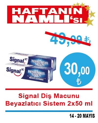 Namlı Hipermarketleri kataloğu, Beyoğlu | Signal Dis Macunu Beyazlatici Sistem 2x50 ml | 14.05.2024 - 28.05.2024