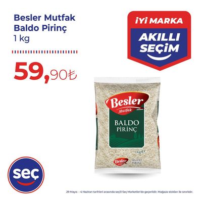 Süpermarketler fırsatları, Ömerli (Balıkesir) | Besler Mutfak Baldo Pirinç de Seç Market | 30.05.2024 - 13.06.2024