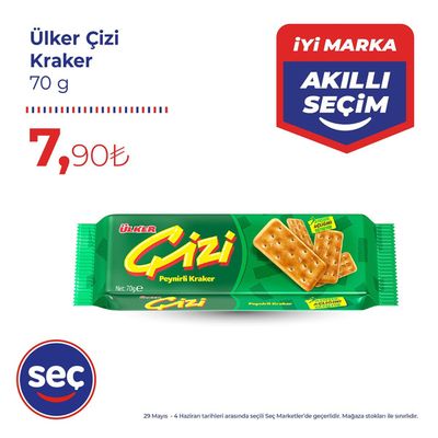 Süpermarketler fırsatları, Ömerli (Balıkesir) | Seç Market Ülker izi Kraker de Seç Market | 31.05.2024 - 14.06.2024