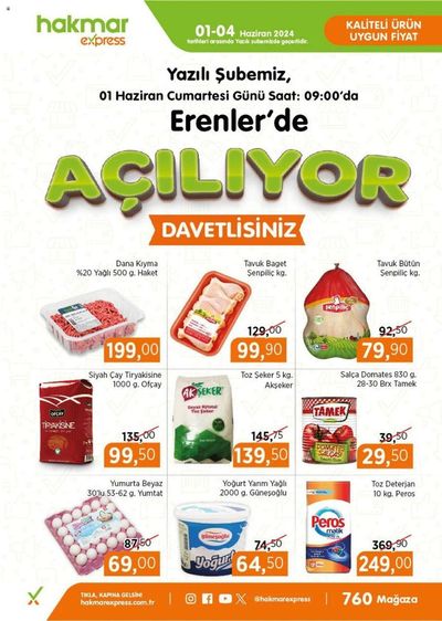 Süpermarketler fırsatları, Pazarköy (Sakarya) | Yazılı Açılış İndirimleri de Hakmar Express | 01.06.2024 - 04.06.2024