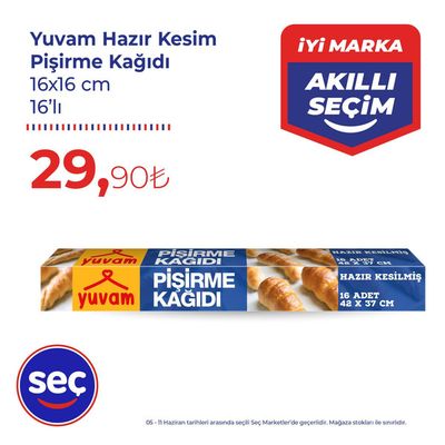 Seç Market kataloğu, Merkez (Kırklareli) | Yuvam Hazir Kesim Pisirme Kagidi | 09.06.2024 - 23.06.2024