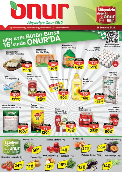 Süpermarketler fırsatları, Bursa | Seçili ürünlerde harika indirimler de Onur Market | 16.07.2024 - 30.07.2024