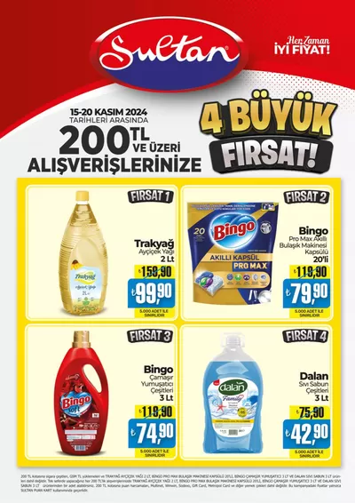 Süpermarketler fırsatları, Kütahya | Sultan Market katalog de Sultan Market | 15.11.2024 - 29.11.2024