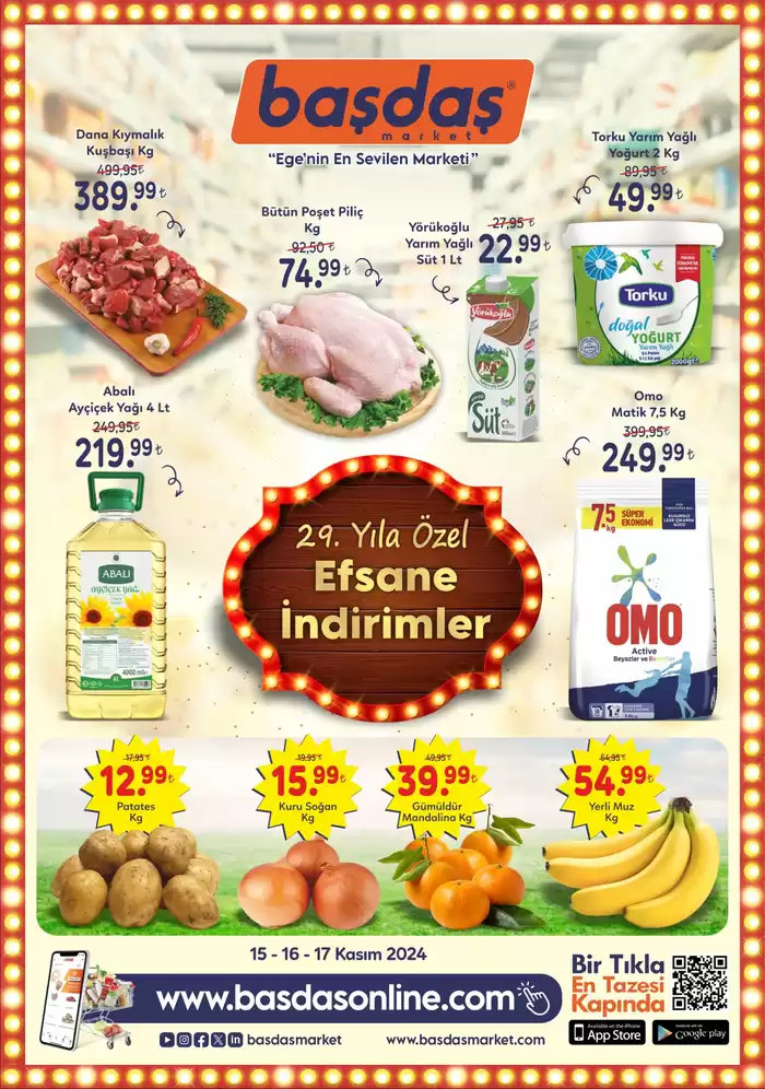 Başdaş Market kataloğu, İzmir | 15-17 Kasım 29. Yıla Özel Efsane İndirimler! | 15.12.2024 - 17.12.2024