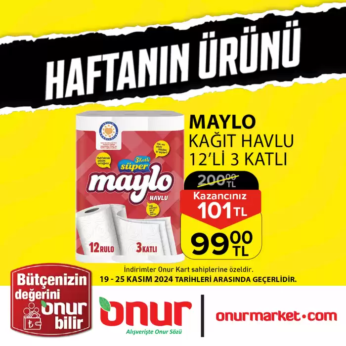 Onur Market kataloğu, Orhangazi | HAFTANIN ÜRÜNÜ | 21.11.2024 - 25.11.2024