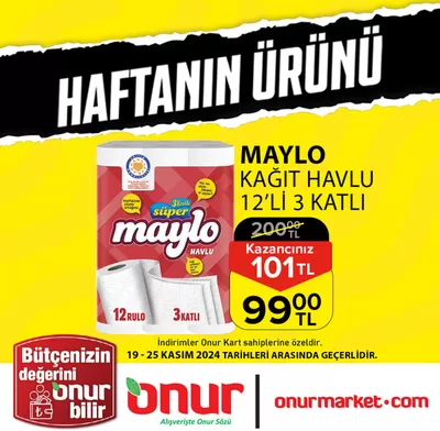 Süpermarketler fırsatları, Tekirdağ | HAFTANIN ÜRÜNÜ de Onur Market | 21.11.2024 - 25.11.2024