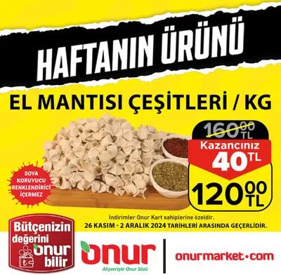 Onur Market kataloğu, Çeltikçi (Bursa) | Onur Market katalog | 28.11.2024 - 12.12.2024