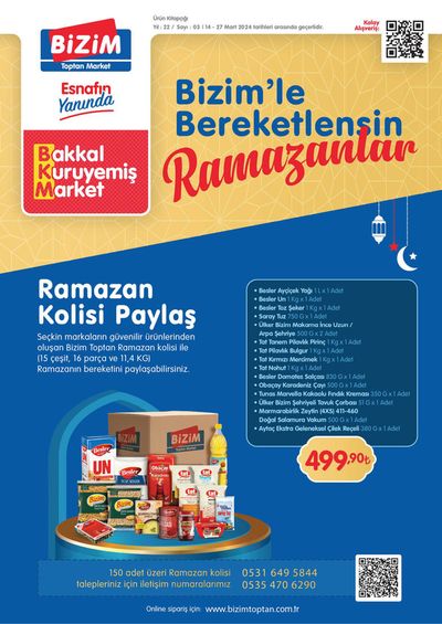 Süpermarketler fırsatları | Ramazan Kolisi Paylas de Bizim Toptan | 15.03.2024 - 29.03.2024