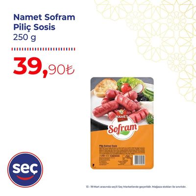Süpermarketler fırsatları, Çerkezköy | Namet Sofram Piliç Sosis de Seç Market | 20.03.2024 - 03.04.2024