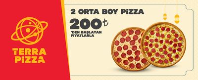 Süpermarketler fırsatları, Ereğli (Konya) | 2 ORTA BOY PIZZA 200t de TerraPizza | 09.04.2024 - 23.04.2024