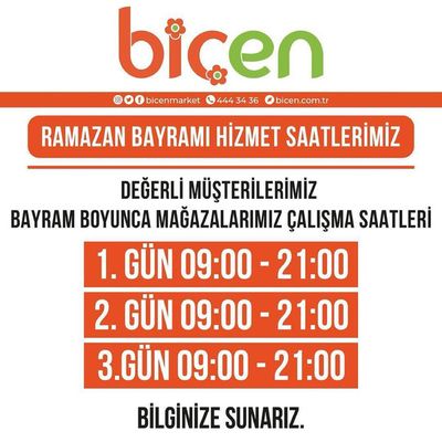 Biçen Market kataloğu, İstanbul | RAMAZAN BAYRAMI HIZMET SAATLERiMiZ | 10.04.2024 - 24.04.2024