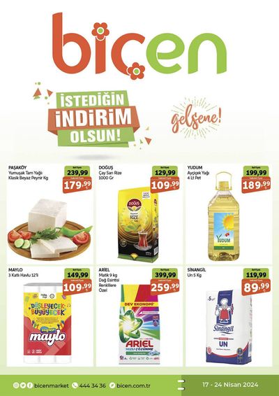 Süpermarketler fırsatları | iSTEDiGIN iNDiRiM OLSUN! de Biçen Market | 17.04.2024 - 01.05.2024