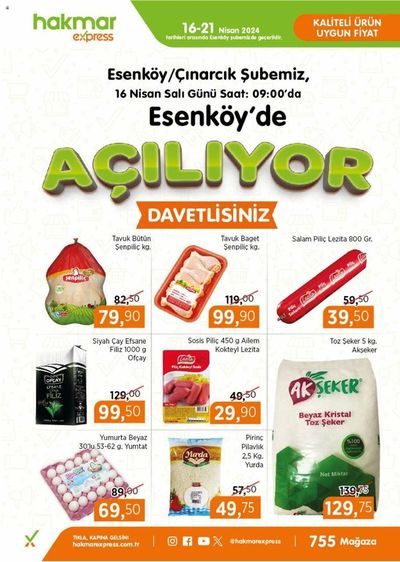 Süpermarketler fırsatları, Karamürsel | Esenköy Açılış İndirimleri Kataloğu de Hakmar Express | 16.04.2024 - 21.04.2024