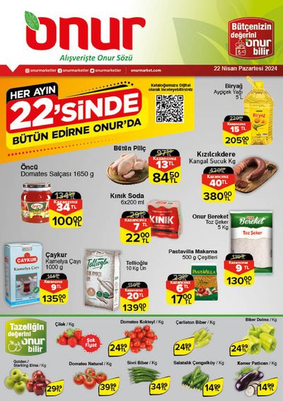 Süpermarketler fırsatları, Edirne | Onur Market Katalog de Onur Market | 22.04.2024 - 06.05.2024