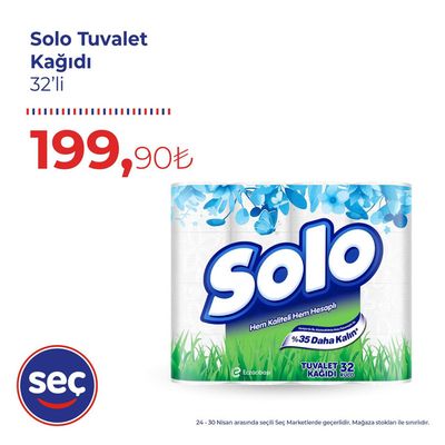 Süpermarketler fırsatları, Çorum | Solo Tuvalet Kagidi de Seç Market | 25.04.2024 - 09.05.2024