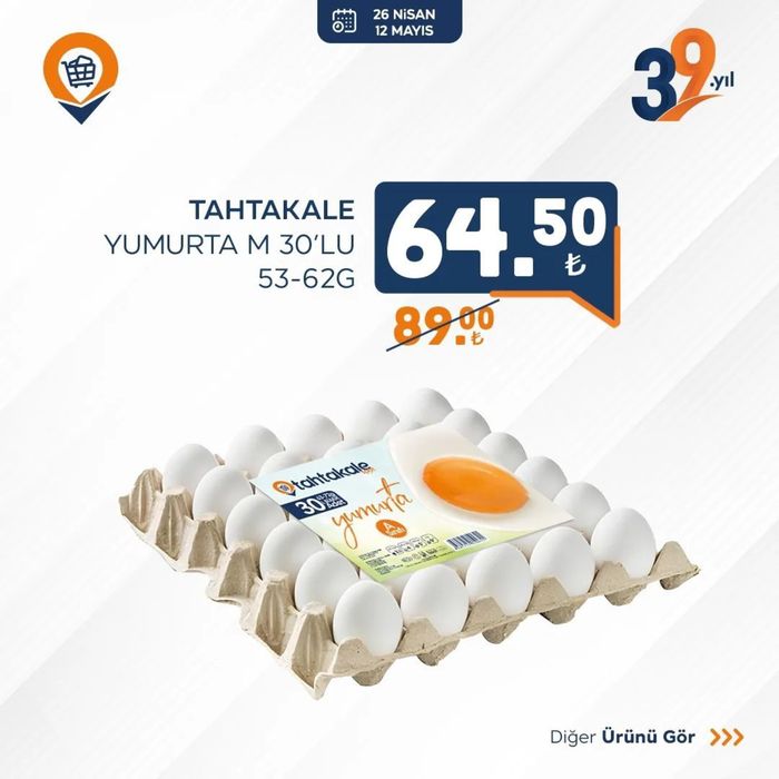 Tahtakale Spot kataloğu, Antalya | TAHTAKALE YUMURTA M 30'LU | 26.04.2024 - 10.05.2024