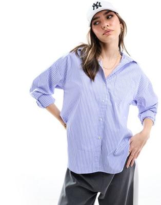  içinde 35 TL fiyatına JJXX oversized poplin shirt in blue stripe fırsatı