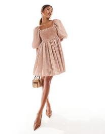  içinde 40 TL fiyatına River Island poplin babydoll mini dress in brown print fırsatı