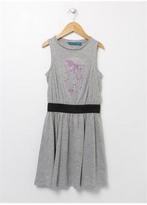 Boyner içinde 99,99 TL fiyatına Funky Rocks Taşlı Gri Melanj Kız Çocuk Elbise GLG-23 fırsatı