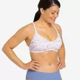 Decathlon içinde 295 TL fiyatına Kadın Pedli Yuvarlak Yaka Bikini Üstü - Beyaz/Mavi - LILA fırsatı