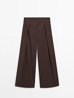 Massimo Dutti içinde 5550 TL fiyatına Pilili geniş paça poplin pantolon - Limited Edition fırsatı