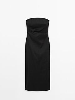 Massimo Dutti içinde 4250 TL fiyatına Keten karışımlı straplez elbise fırsatı