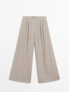Massimo Dutti içinde 3750 TL fiyatına %100 keten gofre kumaş geniş paça pantolon fırsatı